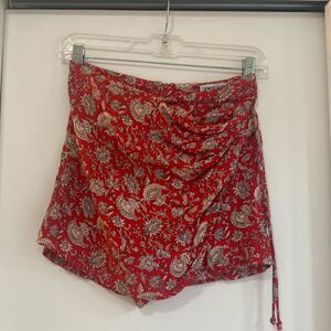 Zara Red Paisley Skort